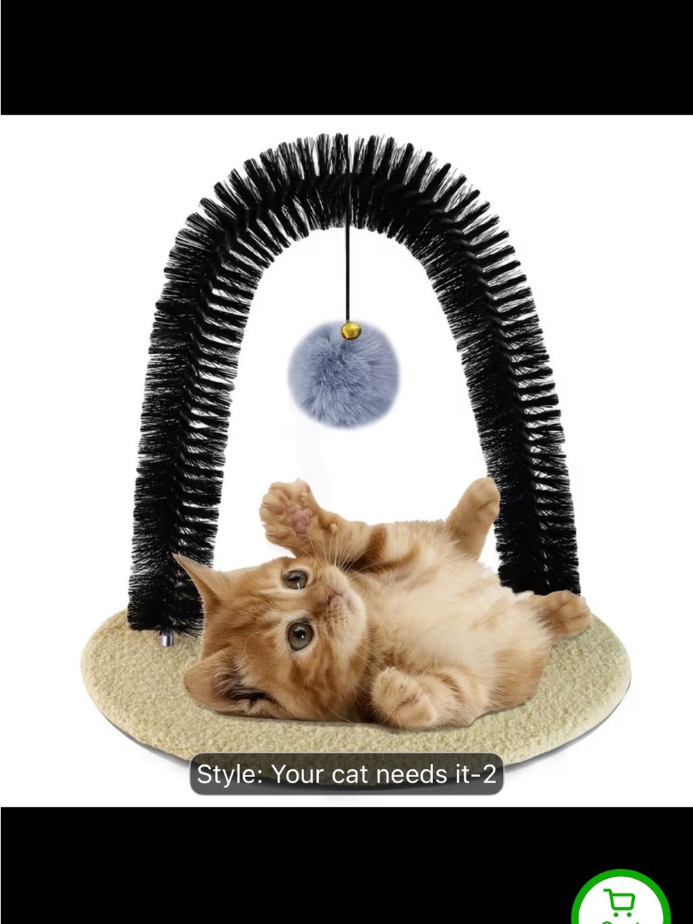 Cat Arch Scratching Toy with Plush Ball - Black Arch, Light Gray Ball